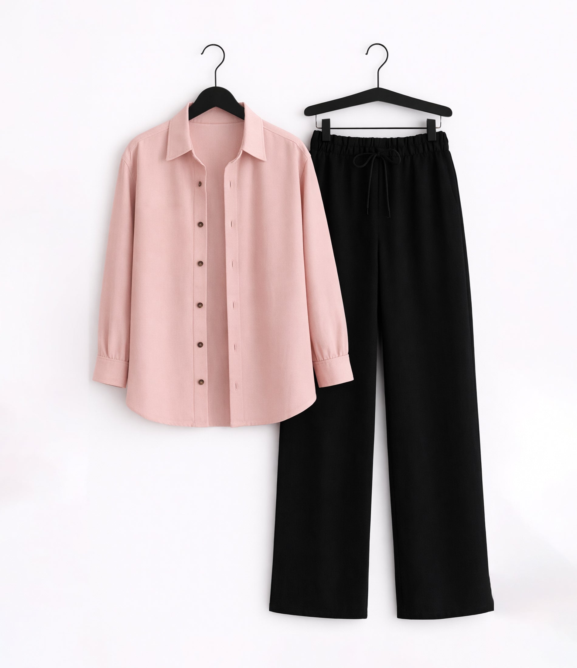 Baby Pink Button Down With Black Flapper Cordset