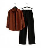 Brown Button Down With Black Flapper Cordset