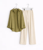 Olive Green Button Down With Beige Flapper Cordset