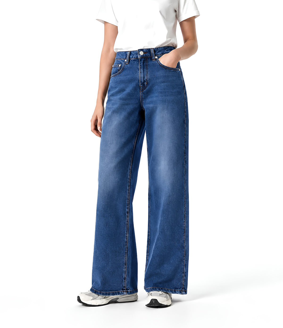 Mid Blue wide leg jeans