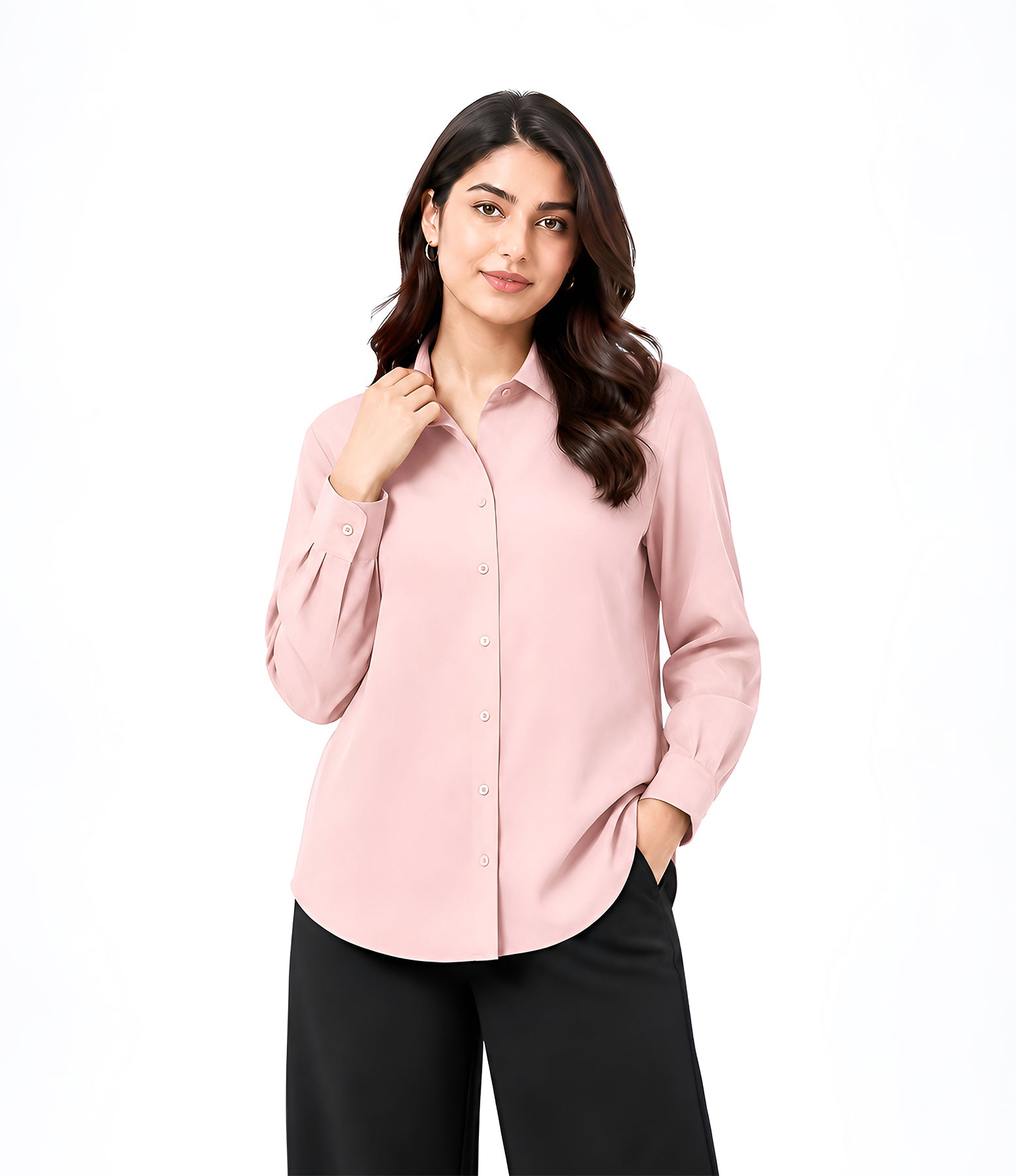 Baby Pink Button Down With Black Flapper Cordset