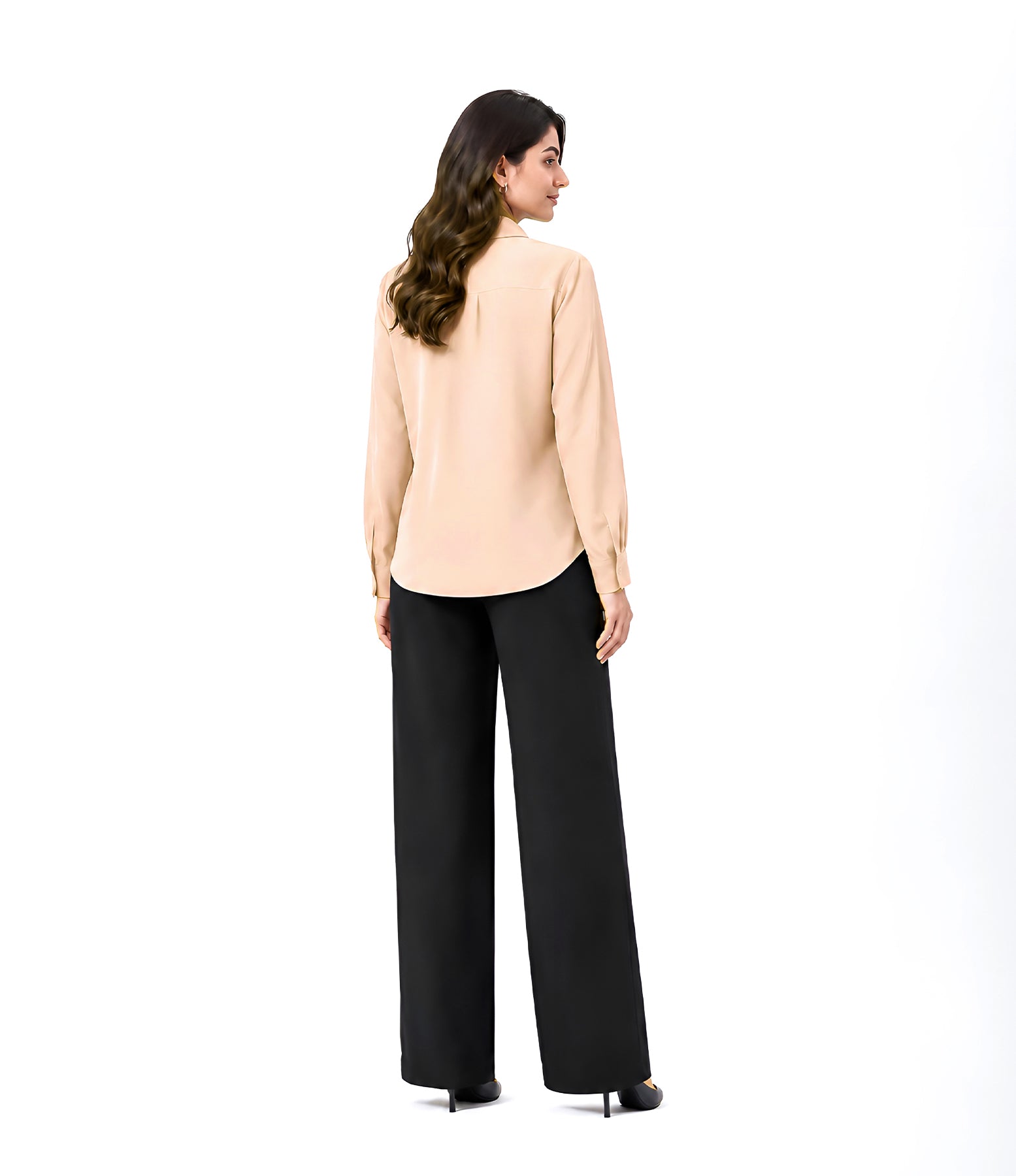 Beige Button Down With Black Flapper Cordset