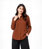 Brown Button Down With Black Flapper Cordset