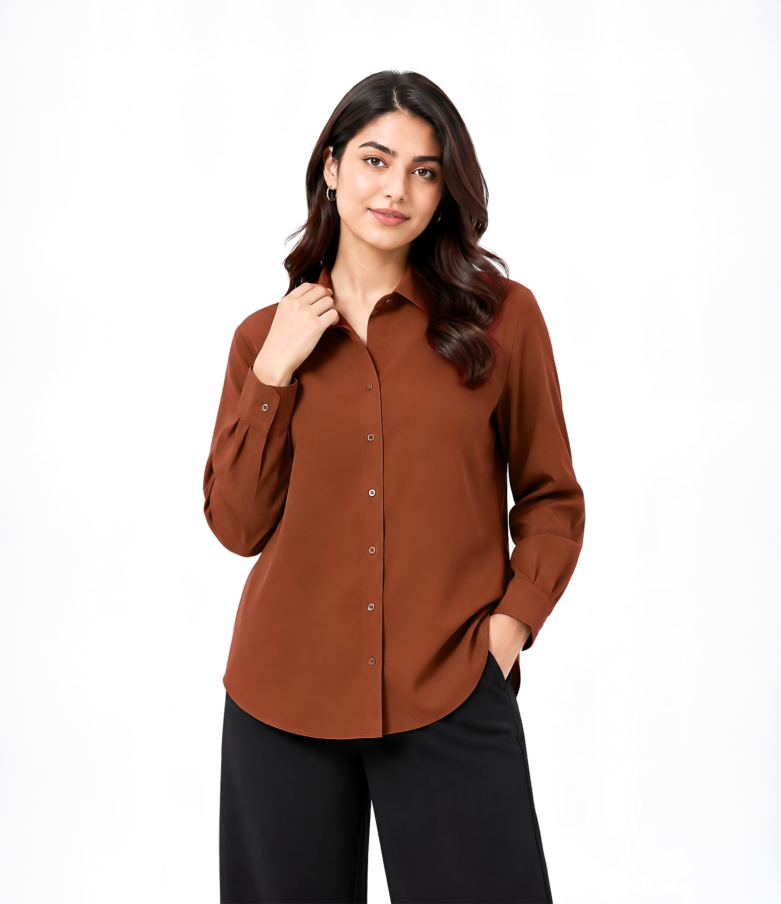 Brown Button Down With Black Flapper Cordset