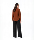 Brown Button Down With Black Flapper Cordset