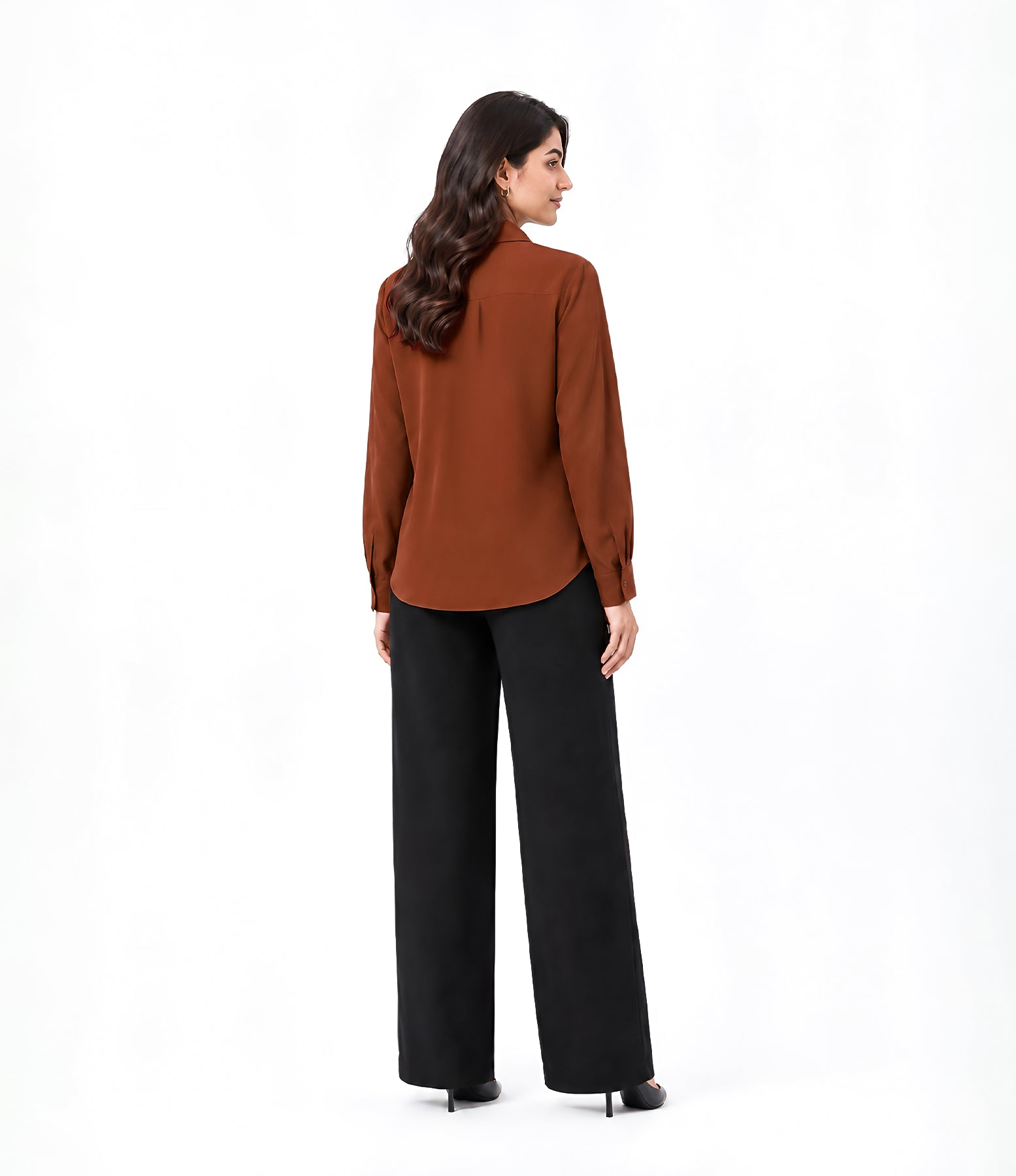 Brown Button Down With Black Flapper Cordset