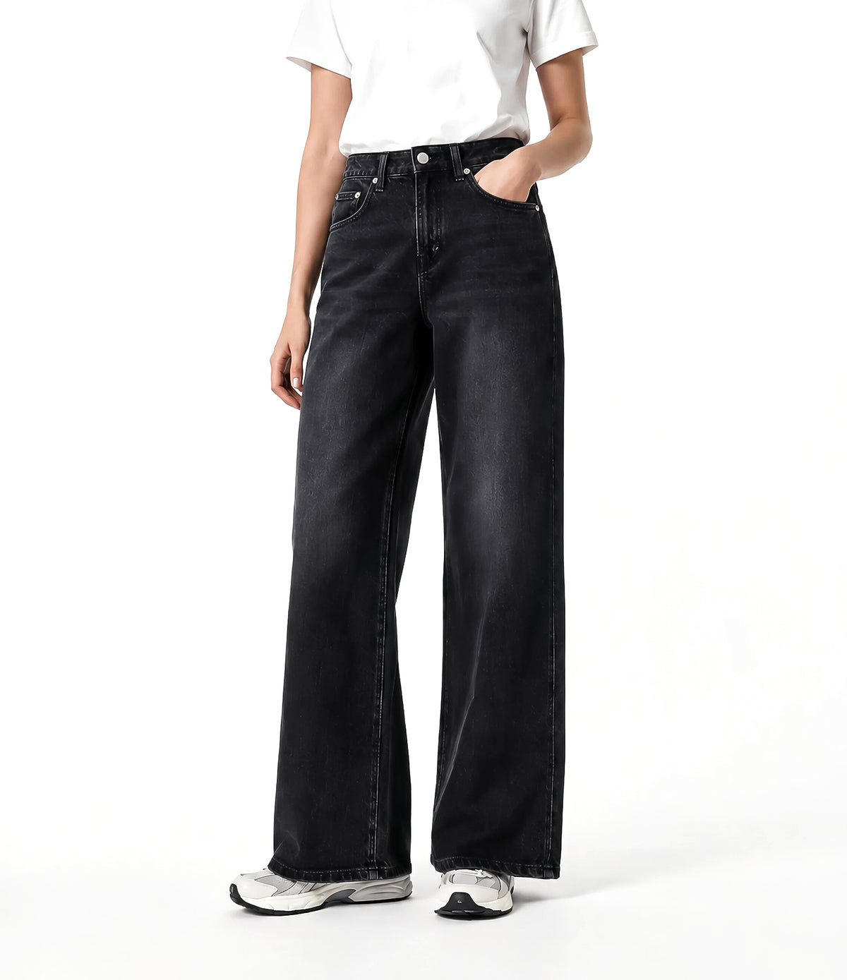 Charcoal Grey Wide Leg Jeans