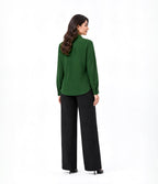 Green Button Down With Black Flapper