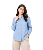 Sky Blue Button Down With Beige Flapper Cordset