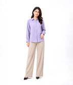 Lilac Button Down With Beige Flapper Cordset