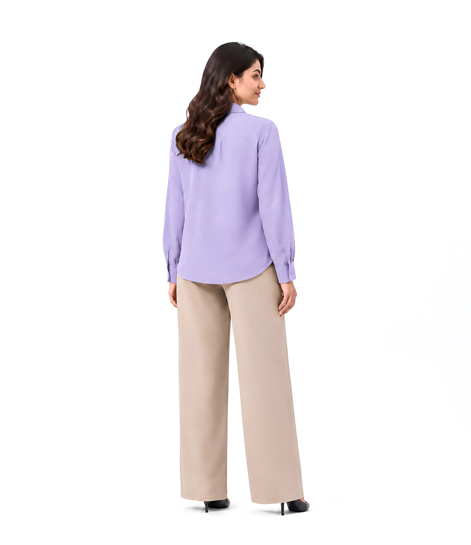 Lilac Button Down With Beige Flapper Cordset