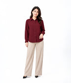 Maroon Button Down With Beige Flapper Cordset