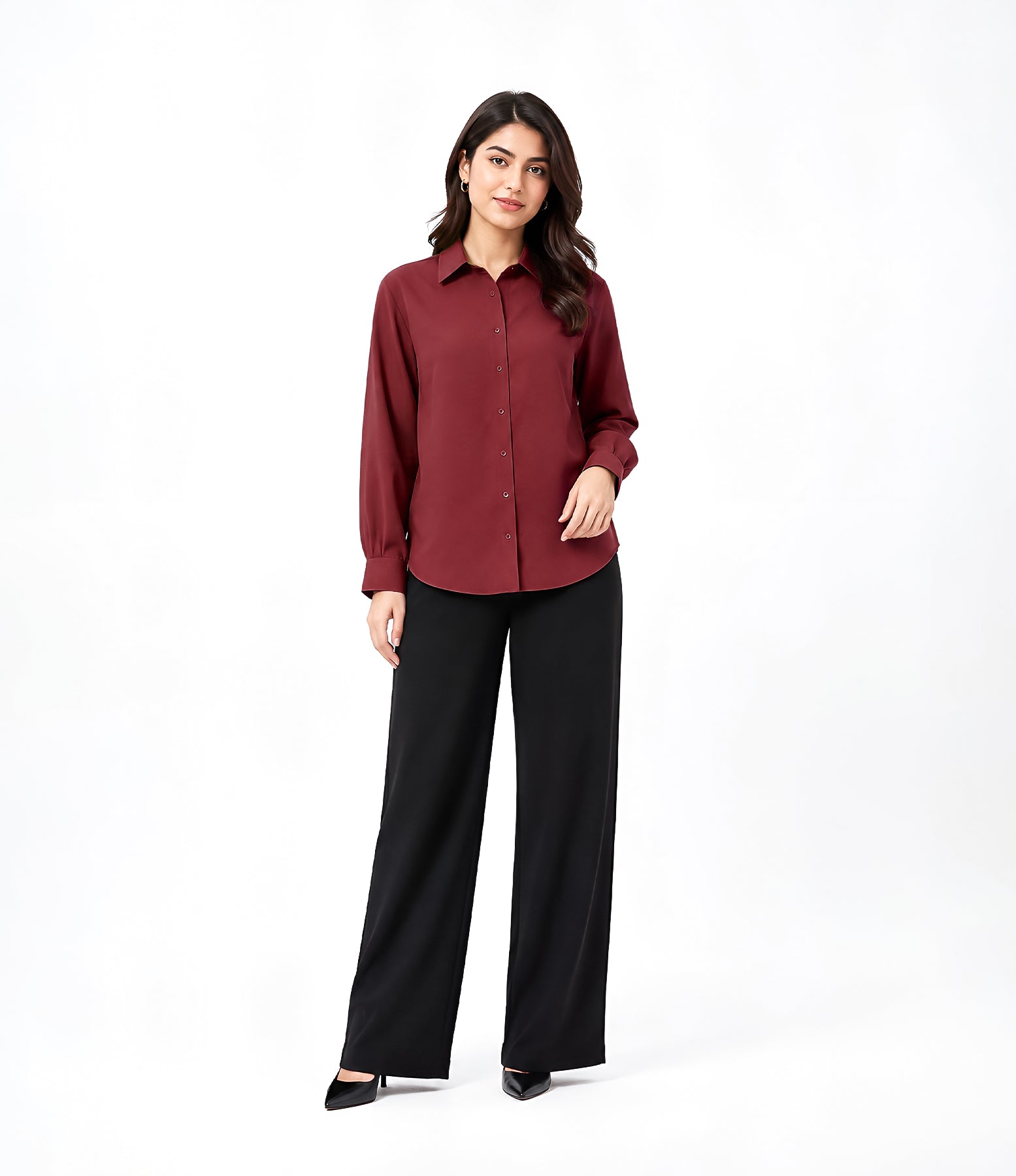Maroon Button Down With Black Flapper Cordset