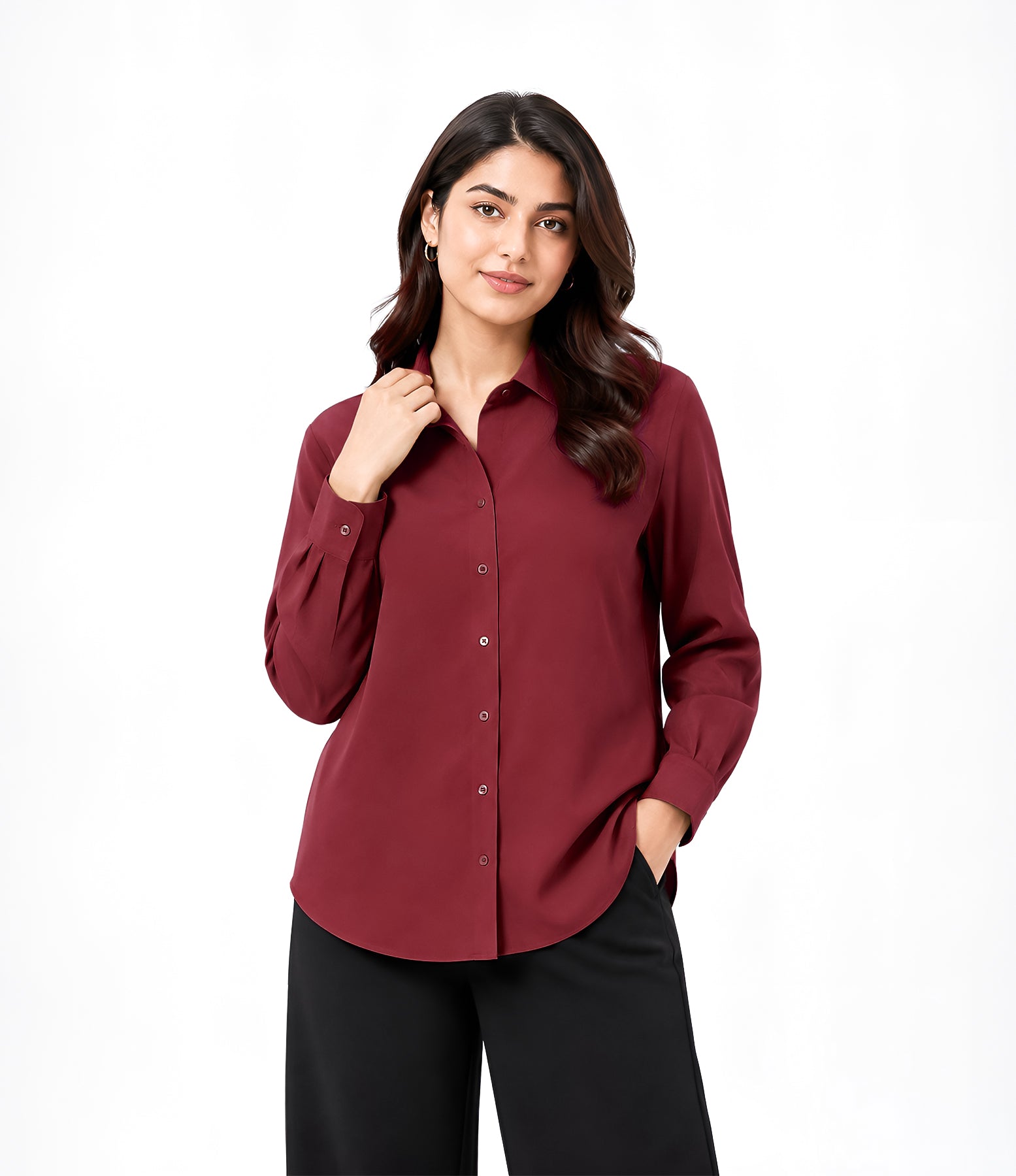 Maroon Button Down With Black Flapper Cordset
