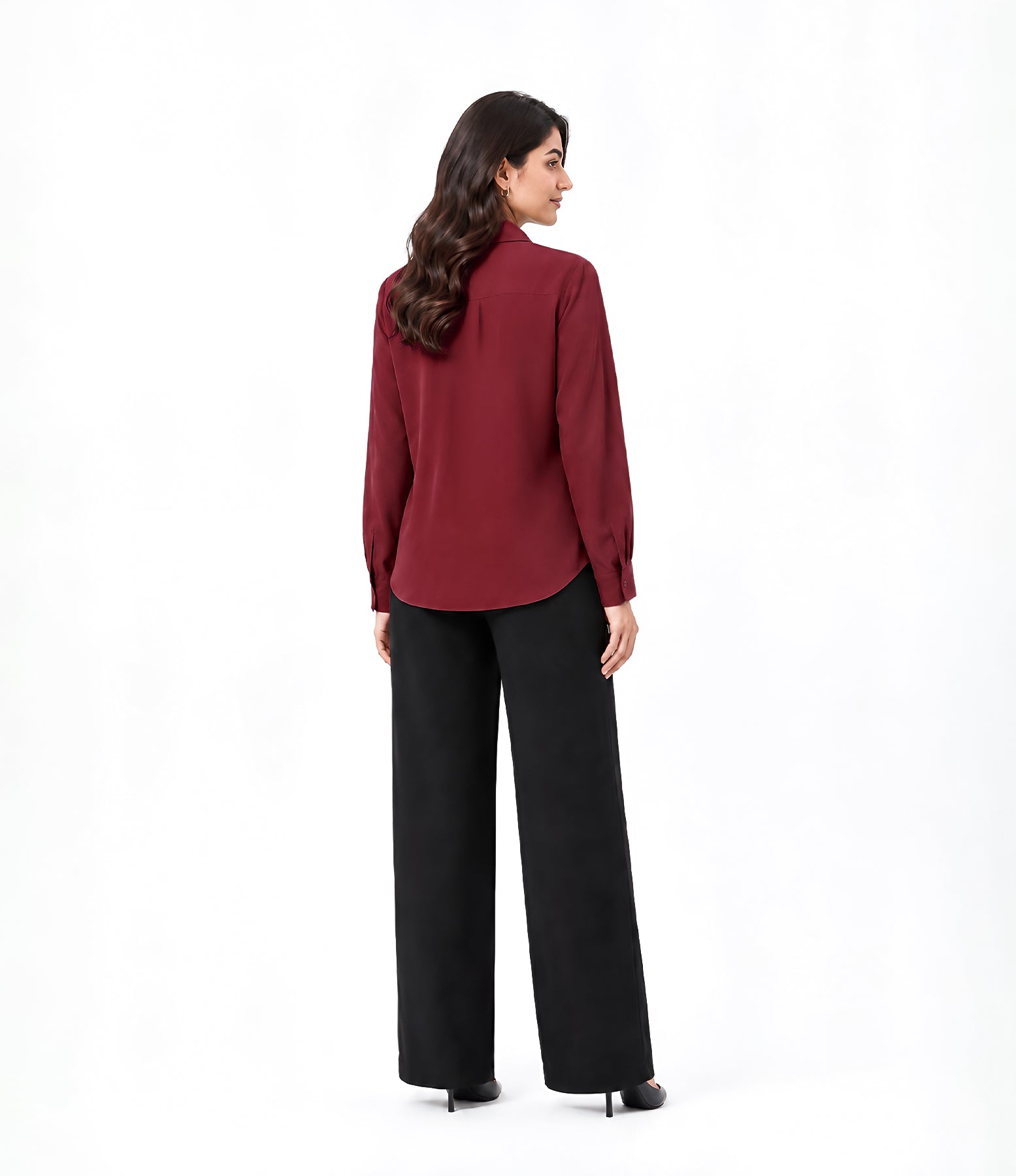 Maroon Button Down With Black Flapper Cordset