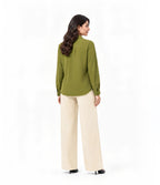 Olive Green Button Down With Beige Flapper Cordset