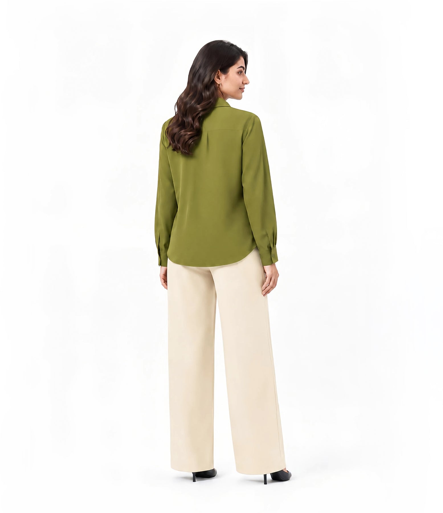 Olive Green Button Down With Beige Flapper Cordset