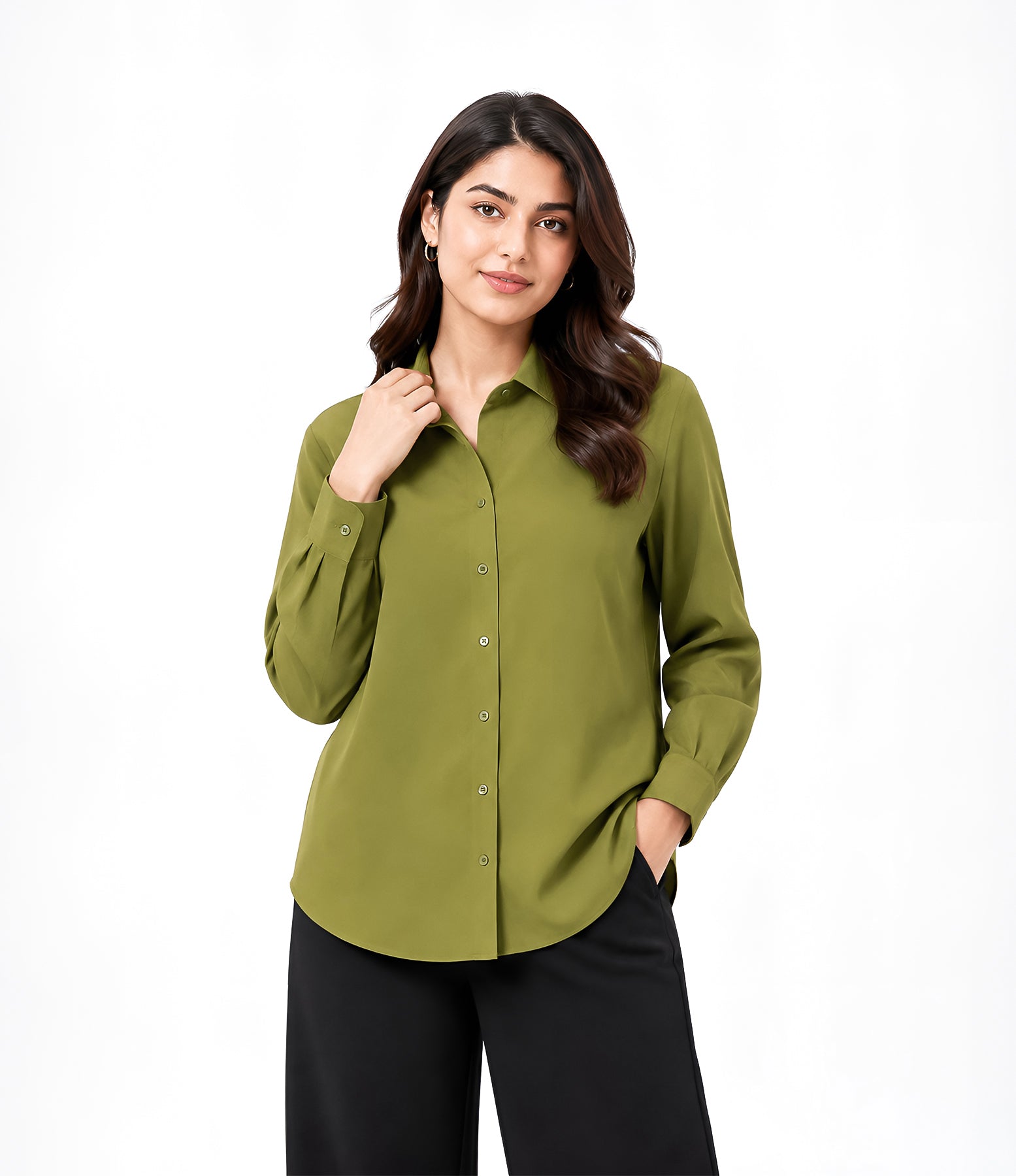 Olive Green Button Down With Black Flapper Cordset