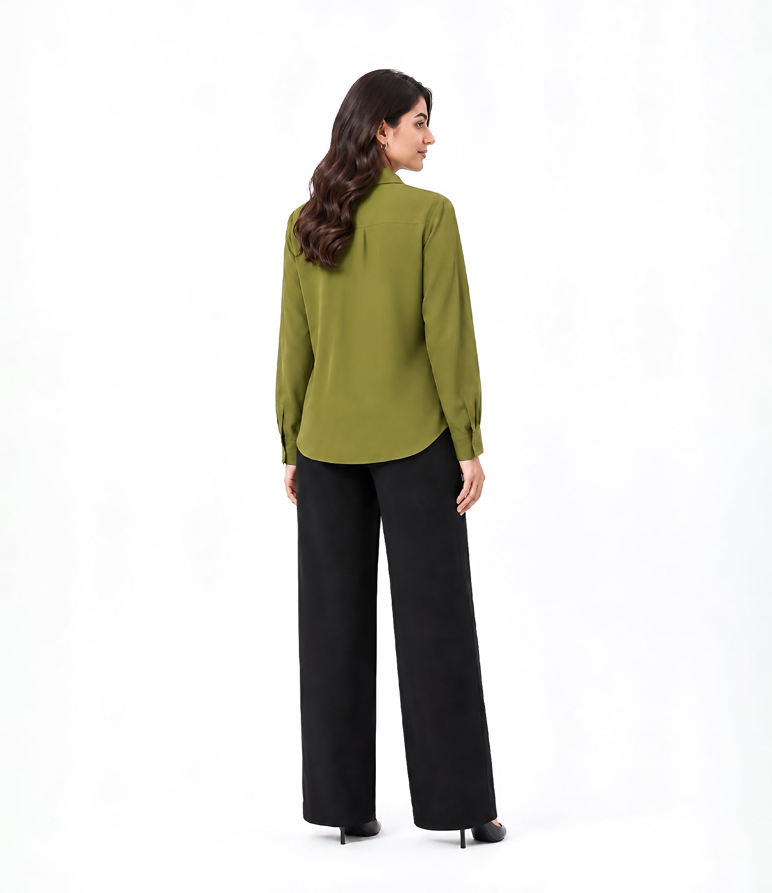 Olive Green Button Down With Black Flapper Cordset