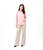 Baby Pink Button Down With Beige Flapper Cordset